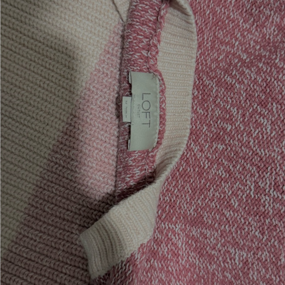 LOFT Pink and Cream Knit Pullover - Picture 3 of 3